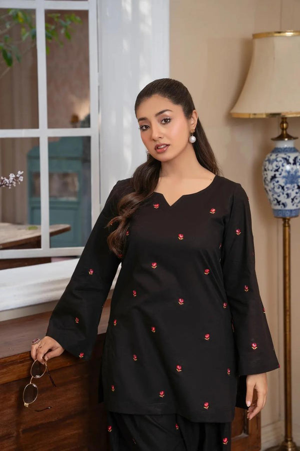 Black Floral Lawn 2pc