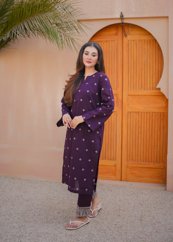 Zafa Lawn Emb Co-ord Set
