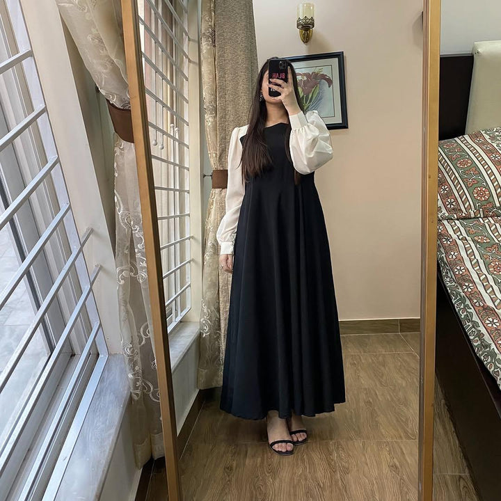 Anarkali Maxi With White Trouser - Riwaiti Rang