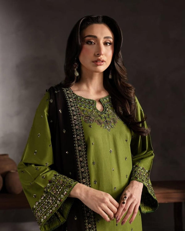 Ezza Lawn Emb 3pc - Riwaiti Rang